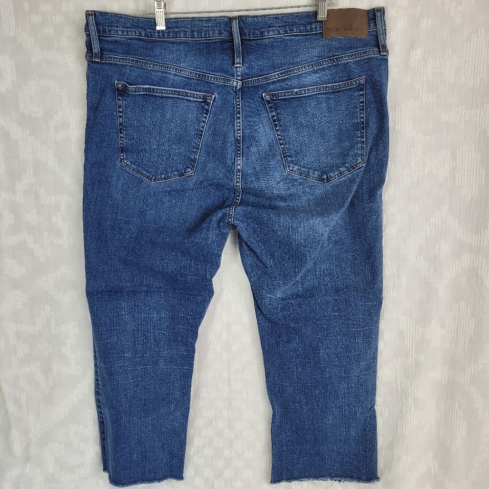 J Crew Mercantile high-rise medium wash cropped jeans raw hem size 20 2X boho - Picture 2 of 9